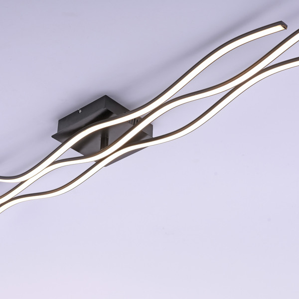 JUST LIGHT WAVE LED Deckenleuchte Warmweiss 29,5W 3-fach schwarz 15167-18