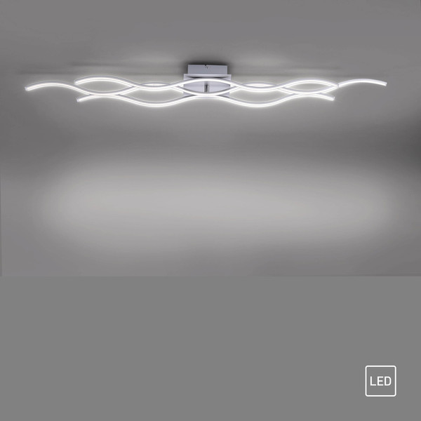 JUST LIGHT WAVE LED Deckenleuchte Warmweiss 29,5W 3-fach stahl 15167-55