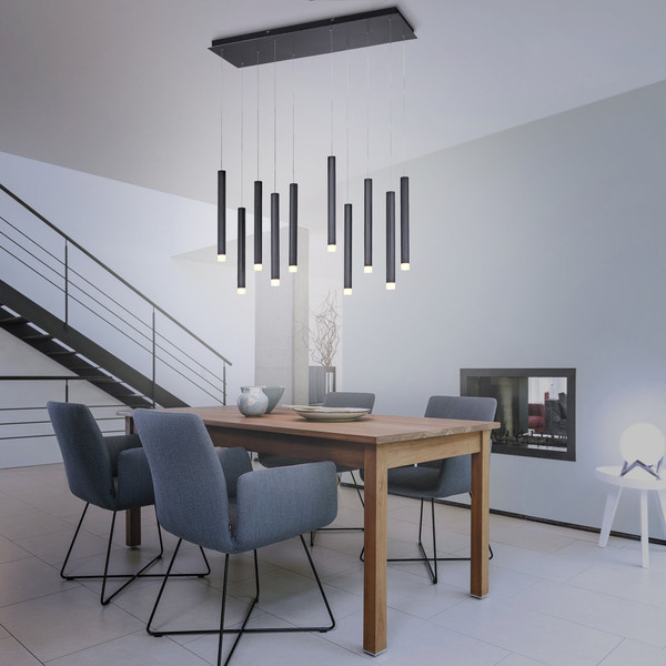 JUST LIGHT BRUNO LED Pendelleuchte Warmweiss 48W 10-fach schwarz 15206-18