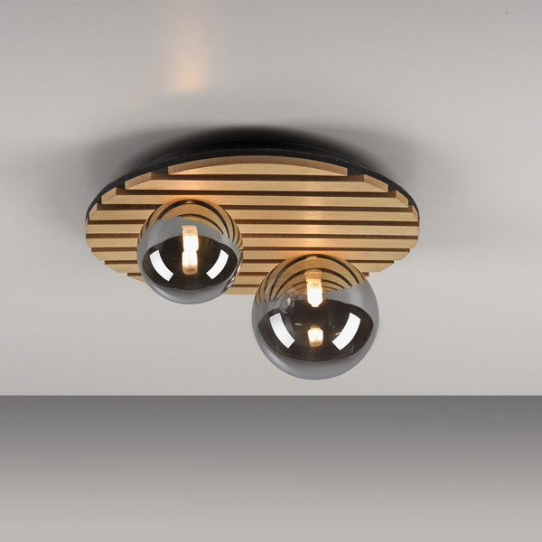 JUST LIGHT GERDA STIKA Deckenleuchte G9 max. 5W 2-fach Holz-natur 15208-79