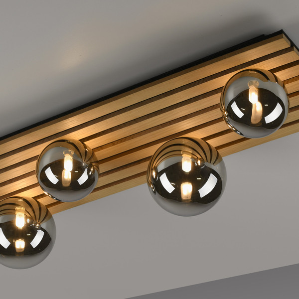 JUST LIGHT GERDA STIKA Deckenleuchte G9 max. 5W 4-fach Holz-natur 15209-79