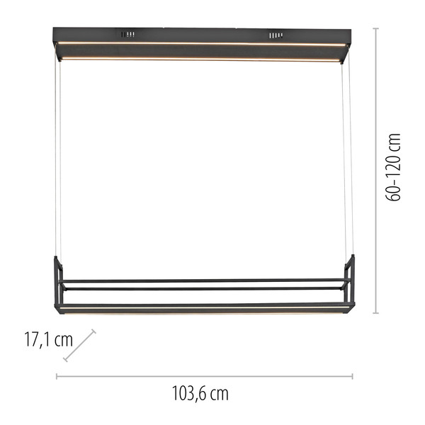 JUST LIGHT SONTURA LED Pendelleuchte Warmweiss 35W 2-fach schwarz 15248-18
