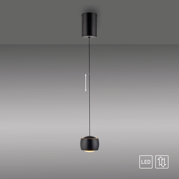 JUST LIGHT BALLINI LED Pendelleuchte Warmweiss 5,2W schwarz 15260-18