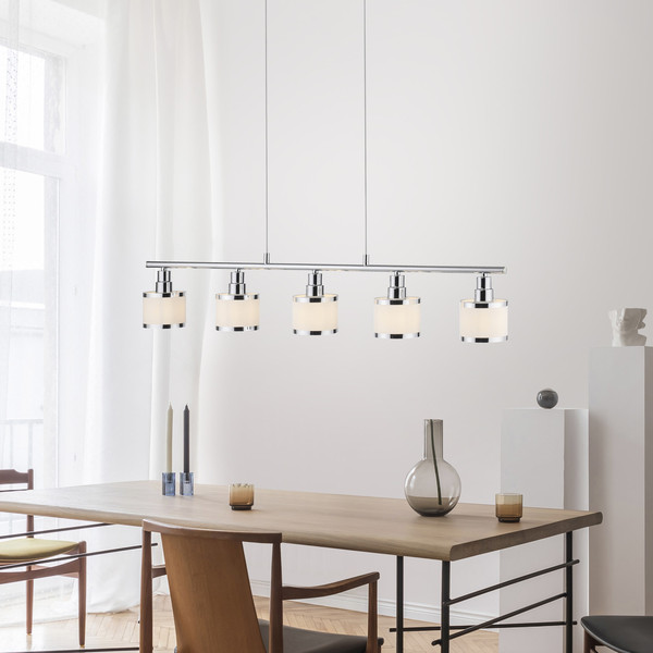 JUST LIGHT ACCOR Pendelleuchte E14 max. 25W 5-fach chrom 15375-17