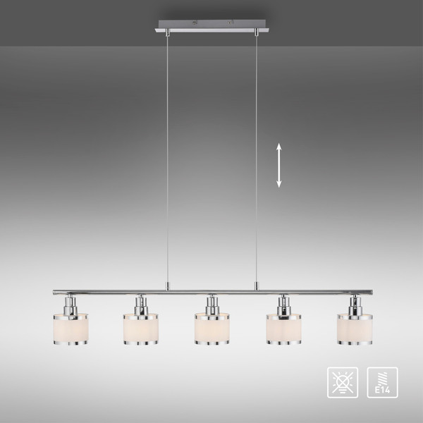 JUST LIGHT ACCOR Pendelleuchte E14 max. 25W 5-fach chrom 15375-17