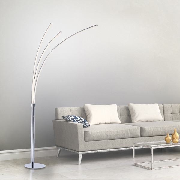 JUST LIGHT MAJA LED Stehleuchte Warmweiss 18,6W 3-fach chrom 15383-55