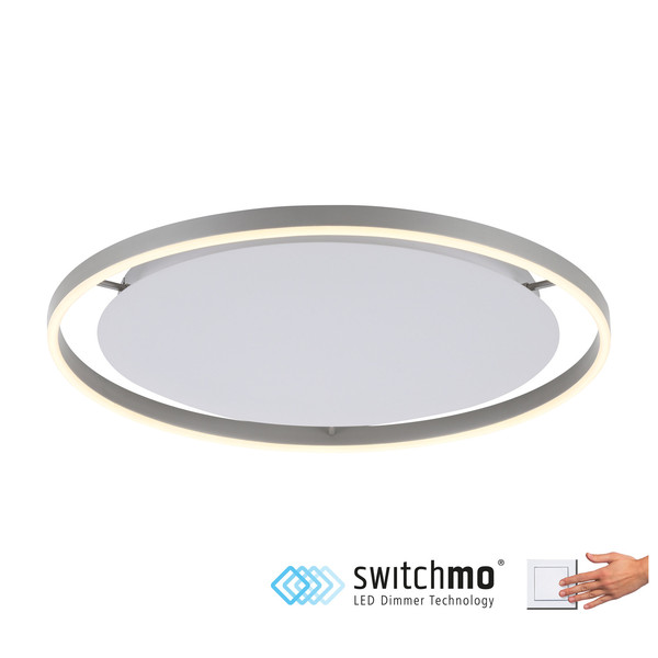 JUST LIGHT RITUS LED Deckenleuchte Warmweiss Dimmbar 28W aluminium 15392-95