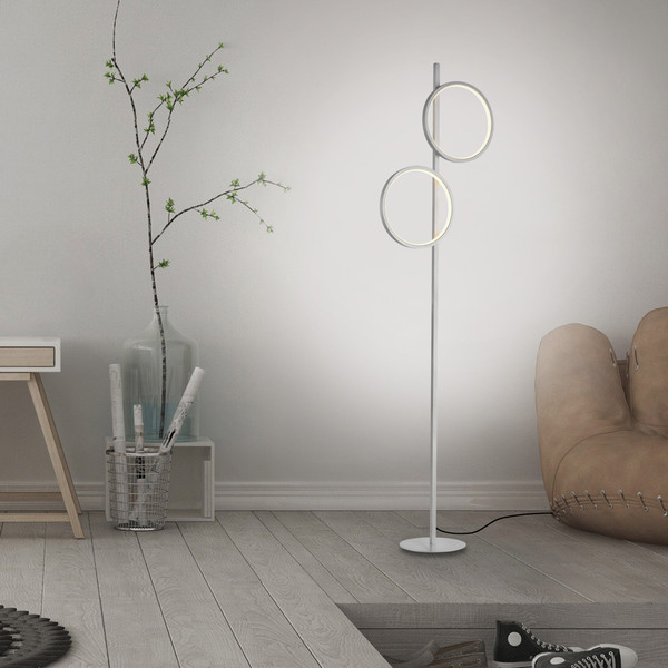 JUST LIGHT MINI RITUS LED Stehleuchte Warmweiss 21W 2-fach silber 15396-21