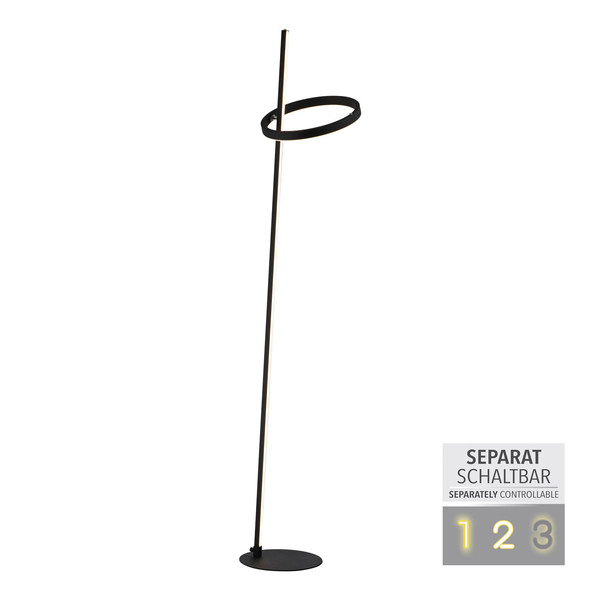 JUST LIGHT RITUS LED Stehleuchte Warmweiss Dimmbar 19,5W 2-fach schwarz 15397-18