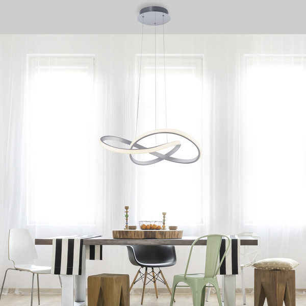 JUST LIGHT MARIA LED Pendelleuchte Warmweiss 25W Silber/Weiß 15402-95