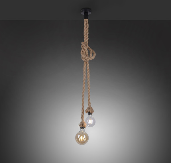 JUST LIGHT ROPE Pendelleuchte E27 max. 15W 2-fach schwarz 15482-18