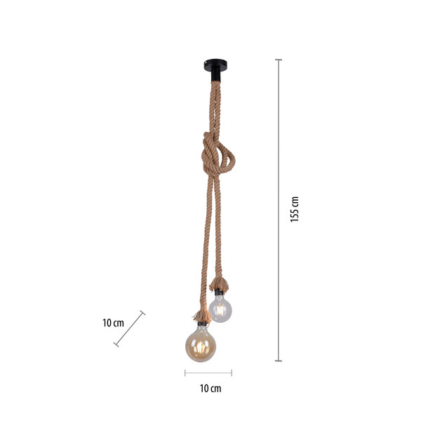 JUST LIGHT ROPE Pendelleuchte E27 max. 15W 2-fach schwarz 15482-18