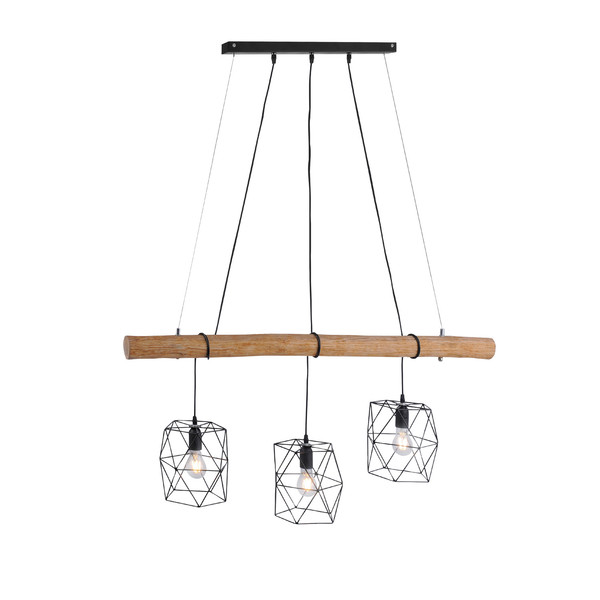 JUST LIGHT EDGAR Pendelleuchte E27 max.180W 3-fach schwarz 15503-18
