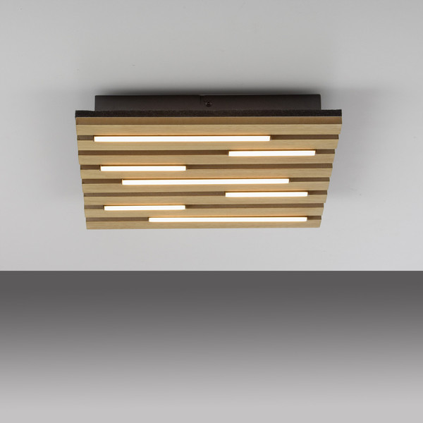 JUST LIGHT AKUSTIK LED Deckenleuchte Warmweiss 10W Holz-natur 15590-79