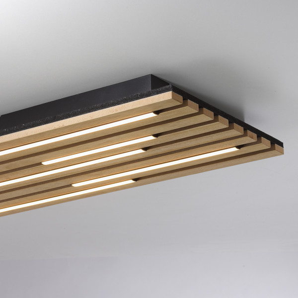 JUST LIGHT AKUSTIK LED Deckenleuchte Warmweiss 25W Holz-natur 15591-79