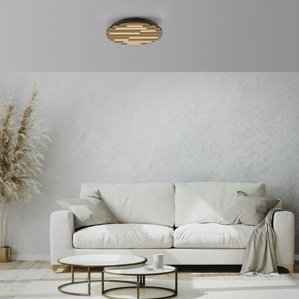 JUST LIGHT AKUSTIK LED Deckenleuchte Warmweiss 12W Holz-natur 15592-79