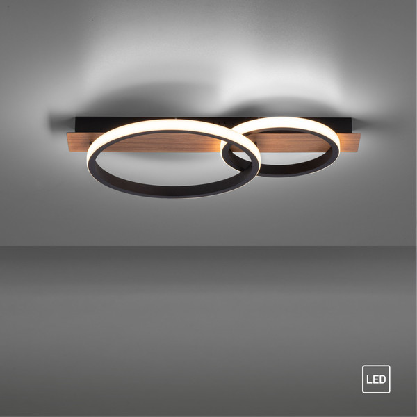 JUST LIGHT TROOPER LED Deckenleuchte Warmweiss 28W Holzdekor 15615-78