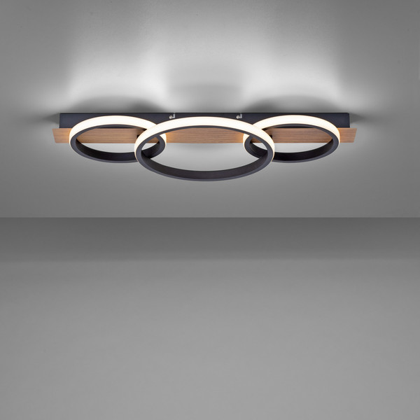 JUST LIGHT TROOPER LED Deckenleuchte Warmweiss 37W Holzdekor 15616-78