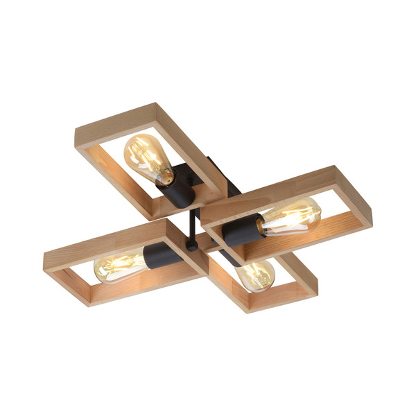 JUST LIGHT FRANKY Deckenleuchte E27 max. 60W 4-fach schwarz 15656-18