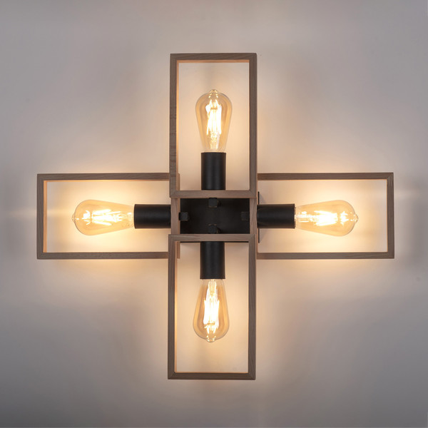 JUST LIGHT FRANKY Deckenleuchte E27 max. 60W 4-fach schwarz 15656-18