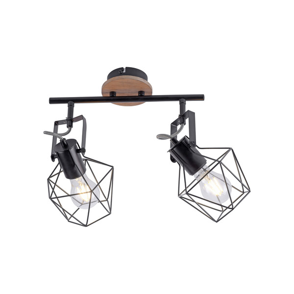 JUST LIGHT JARO Wand- und Deckenleuchte E27 max. 60W 2-fach Holz-natur 15672-78