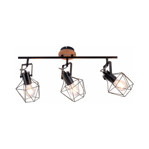 JUST LIGHT JARO Wand- und Deckenleuchte E27 max. 60W 3-fach Holz-natur 15673-78