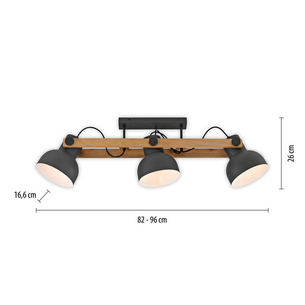 JUST LIGHT CUP 2.0 Deckenleuchte E27 max. 60W 3-fach schwarz 15745-18