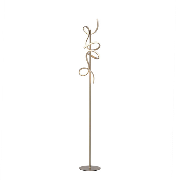 JUST LIGHT CURLS LED Stehleuchte Warmweiss Dimmbar 22W 2-fach messingmatt 19031-60
