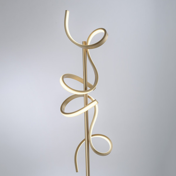 JUST LIGHT CURLS LED Stehleuchte Warmweiss Dimmbar 22W 2-fach messingmatt 19031-60