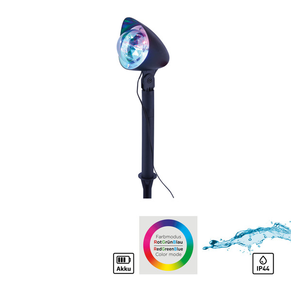 JUST LIGHT DISCO LED Erdspießleuchte RGB 3W schwarz IP44 19035-18