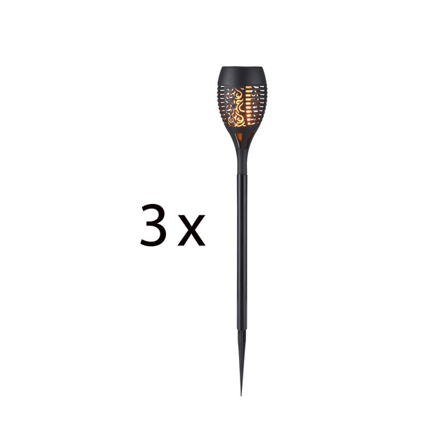 JUST LIGHT FACKEL-SOL LED Erdspießleuchte Warmweiss 0,24W 12-fach schwarz IP44 19106-18-3