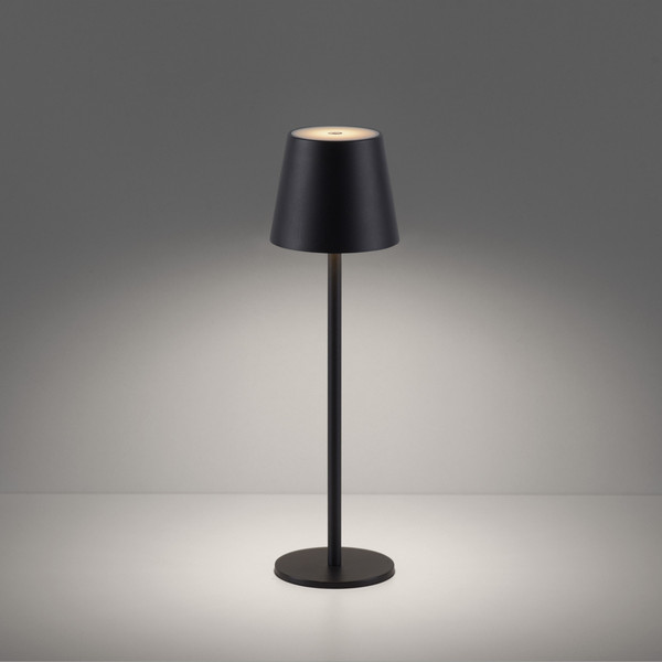 JUST LIGHT EURIA LED AKKU-Tischleuchte Warmweiss Dimmbar 2,5W schwarz IP54 19250-18