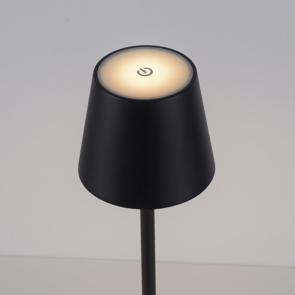 JUST LIGHT EURIA LED AKKU-Tischleuchte Warmweiss Dimmbar 2,5W schwarz IP54 19250-18