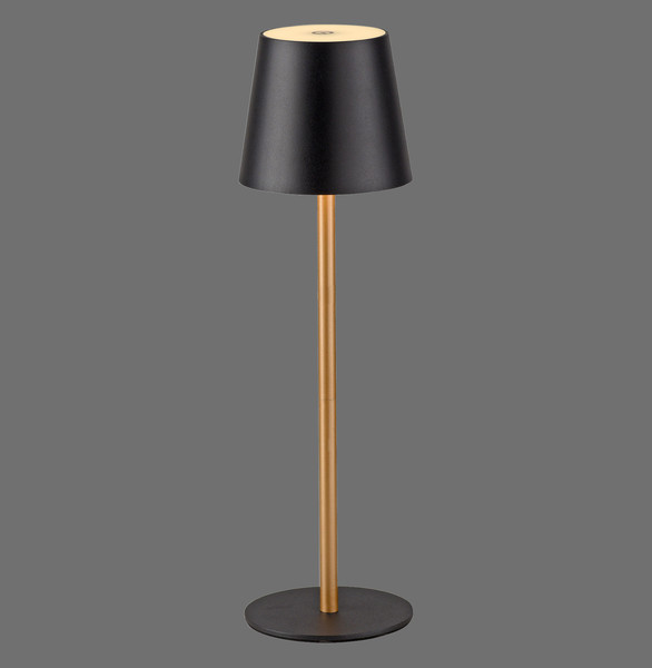 JUST LIGHT EURIA LED AKKU-Tischleuchte Warmweiss Dimmbar 2,5W schwarz/messing IP54 19250-68