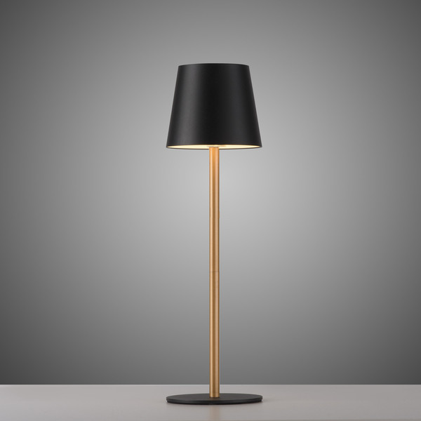 JUST LIGHT EURIA LED AKKU-Tischleuchte Warmweiss Dimmbar 2,5W schwarz/messing IP54 19250-68