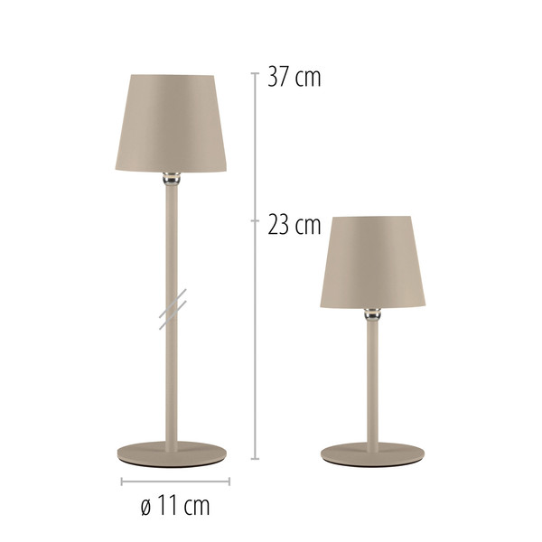 JUST LIGHT BOTERIA LED AKKU-Tischleuchte Warmweiss Dimmbar 2,5W sand IP54 19251-39