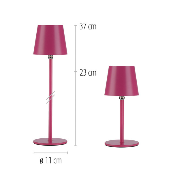 JUST LIGHT BOTERIA LED AKKU-Tischleuchte Warmweiss Dimmbar 2,5W pink IP54 19251-87