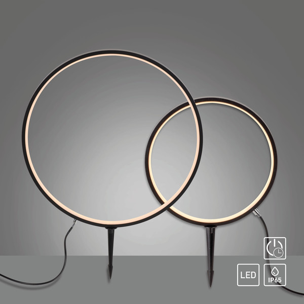 JUST LIGHT ZIRKULU LED Erdspießleuchte Warmweiss 19,5W 2-fach schwarz IP65 1951X-SET