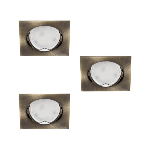 Kanlux Einbauleuchten-Set inklusive Lampe TRIBIS II 3er-Pack LED GU10 Messing 3x 23843