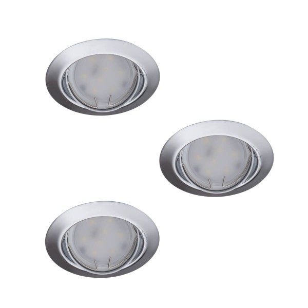 Kanlux Einbauleuchten-Set inklusive Lampe TRIBIS II 3er-Pack LED GU10 Chrom 3x 23847