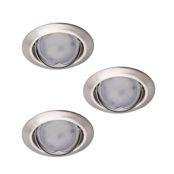 Kanlux Einbauleuchten-Set inklusive Lampe TRIBIS II 3er-Pack LED GU10 Chrom Matt 3x 23848