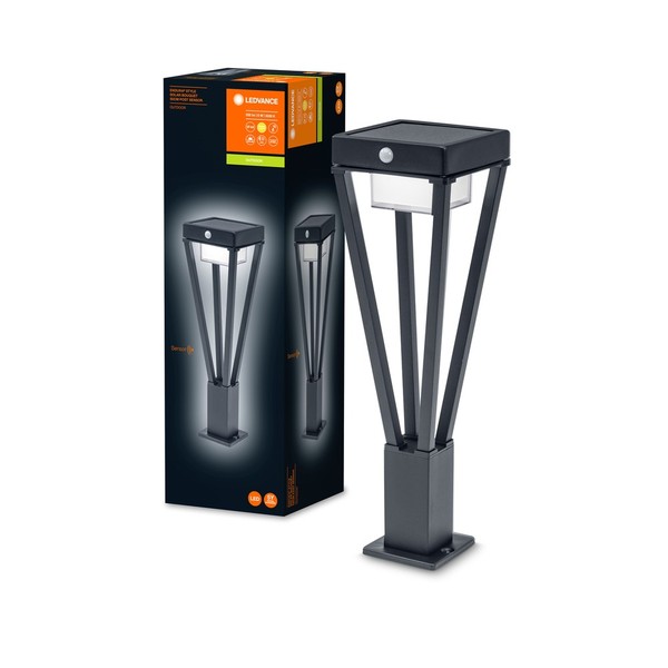 LEDVANCE SMART+ Endura Style SOLAR LED Wegeleuchte, Standlampe 50cm 6W warmweiss Bewegungsmelder Dämmerungssensor IP44 schwarz