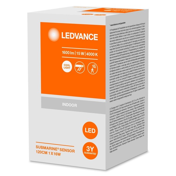 LEDVANCE Submarine Sensor 120cm LED Feuchtraumleuchte 16W neutralweiss Bewegungsmelder IP65 grau