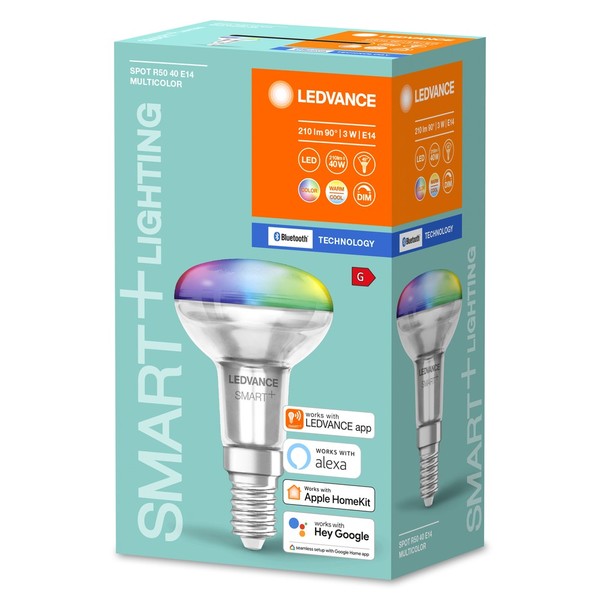 LEDVANCE LED Strahler, Spot SMART+ R50 RGBW E14 Bluetooth 40W 210Lm Tunable White 2700…6500K 45° dimmbar