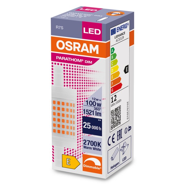 OSRAM LED Stablampe Parathom 78mm R7s 12W 1521lm warmweiss 2700K dimmbar wie 100W