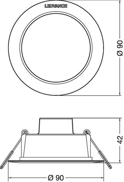 LEDVANCE DOWNLIGHT Einbauleuchte IP44 90 4W 840 weiss 4058075702882