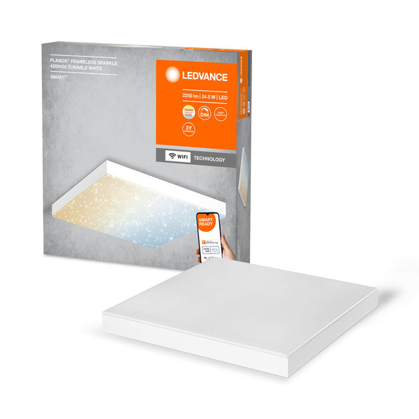 LEDVANCE LED Panel SMART+ Planon Frameless Sparkle 45x45cm TW Dimmbar Tunable White, Kalt-zu-Warm-Farbwechsel 4058075759541