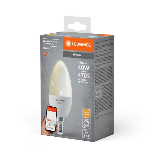 LEDVANCE LED Lampe SMART+ WiFi Candle 230V FR E14 Dimmbar Warmweiss 4058075778559