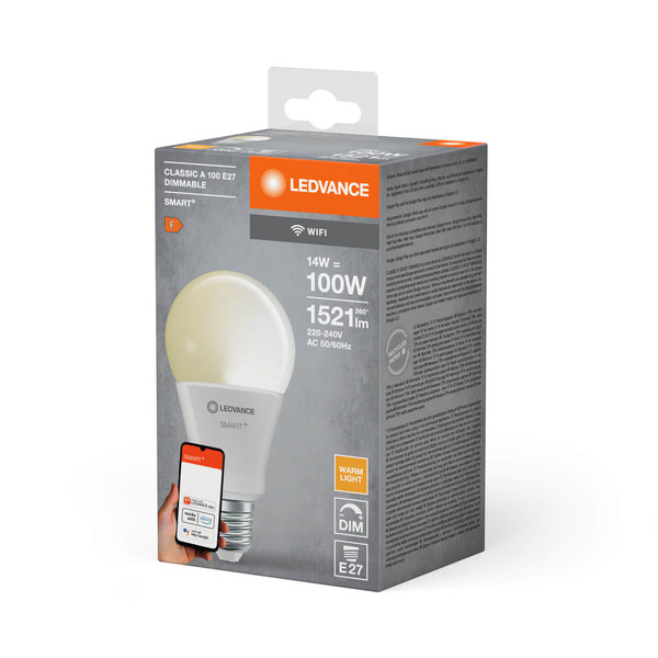 LEDVANCE LED Lampe SMART+ WiFi Classic 230V FR E27 Dimmbar Warmweiss 4058075778672