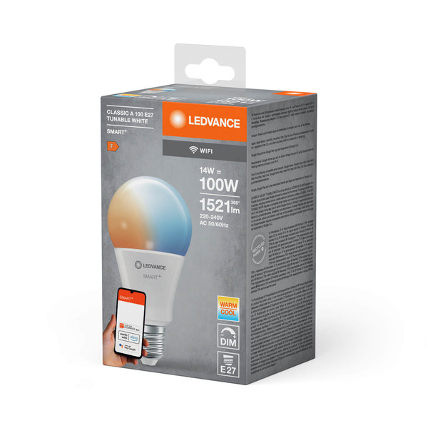 LEDVANCE LED Lampe SMART+ WiFi Classic Tunable White 230V TW FR E27 Dimmbar Tunable White, Kalt-zu-Warm-Farbwechsel 4058075778702